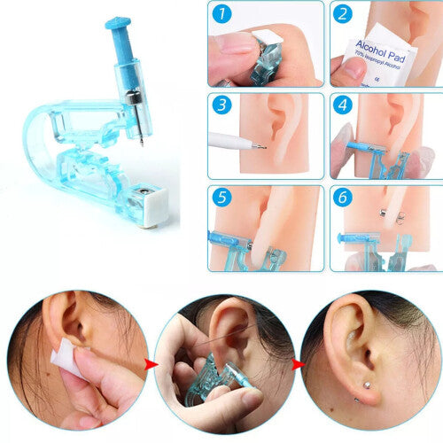 Ear Piercing Pierce Gun Stud Tool Earring Kit Piercer Studs