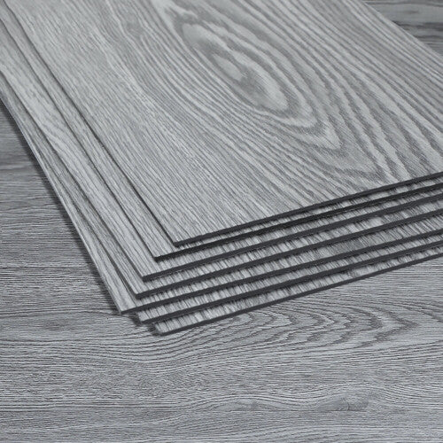 (Light Grey) 36Pcs Self-Adhesive PVC Flooring Planks Stickers