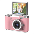 4K CCD 8X Digital Zoom Camera for Student 48MP Compact Photography 180 Flip Screen Selfile Pink