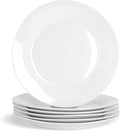 Argon Tableware 6-Piece Classic White Dinner Plates 27cm - Dishwasher and Microwave Safe Porcelain 10.5 inches Large Main Course Plate Dinner Serving Dishes Set
