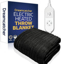 Dreamcatcher Black Heated Throw Electric Blanket, 160 x 120cm Heated Blanket Machine Washable Soft Fleece Electric Throw Overblanket with 12HR Timer and 9x Control Heat Settings