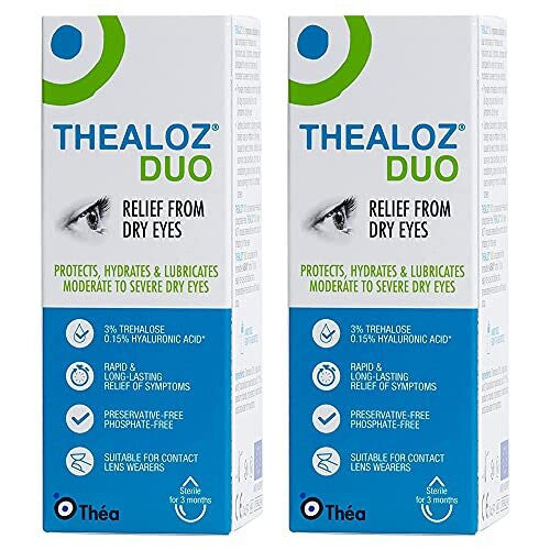 2 x Thealoz Duo Eye Drops 10ml | Eye Drops for Tired & Dry Eyes | Hypotonic Solution for Enhanced Relief & Protection from Dry Eyes