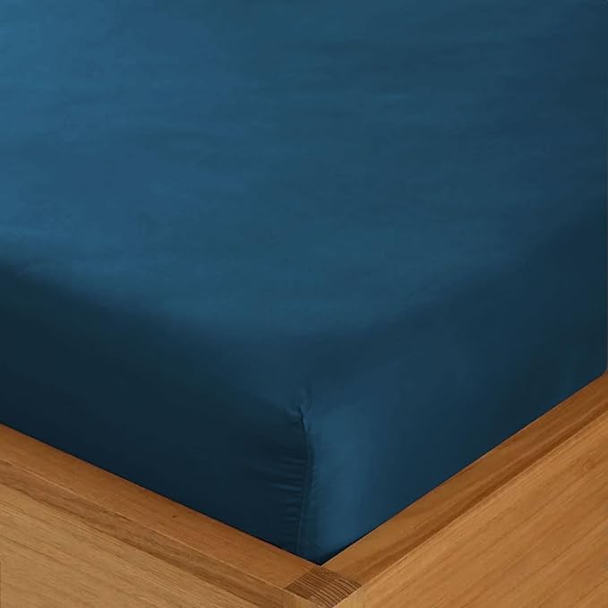 Double Fitted Sheet - 135 x 190cm with 30cm Deep Pocket, Soft Brushed Microfibre, Wrinkle-Free, Easy Care, Fade & Shrink Resistant by MAGNA COLLECTION (Navy, Double)