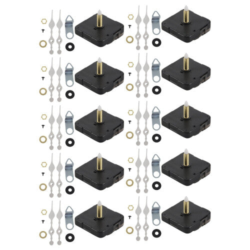 10X Long Spindle Clock Mechanism Movement, 3/ 5 Inch Maximum Dial Thickness, 1-1/ 10 Inch Total Shaft Length