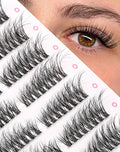 Onlyall Cluster Lashes Individual Cat Eye Natural Eyelashes False Eyelash Extension pre mapped Wispy Clusters Lash Knot Free Fluffy DIY Reusable 3D 112 Pcs (12-17MM Pre-Styled-Foxeye-7Pair) N03