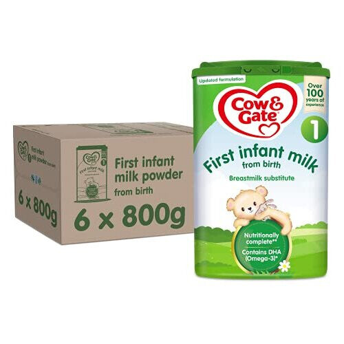 Cow & Gate 1 First Infant Baby Milk Powder Formula, from Birth, 800g (Pack of 6)