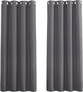PONY DANCE Grey Blackout Thermal Insulated Curtains for Bedroom, 46 x 54 Inch Short Eyelet Curtains & Drapes, Soft Black Out 2 Panels for Window Living Room/Kitchen