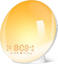 Sunrise Alarm Clocks, Wake Up Light with Sunrise/Sunset Simulation Dual Alarms Bedside Night Lamp Snooze Function FM Radio 7 Natural Sound 11 Colorful Atmosphere Lamp(White)[Energy Class G]