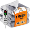 Mia&Coco Electric Heated Blanket Throw 130×180cm, Flannel Sherpa, Fast Heating, 10 Heat Levels, 9H Auto-Off, LED Controller, Overheat Protection, Machine Washable, ETL Certified, Grey