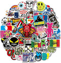 101 Pcs Skateboard Stickers, Non-Repeat Cool Sticker Pack Waterproof Reusable Vinyl Brand Stickers, Reusable Wicked Stickers for Adults Teens Boys Graffiti Guitar Travel Luggage Helmet and Laptop