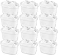 12 Pack Replacement Water Filter Cartridges Compatible with Brita Maxtra+ Jug, Brita Style, Mavea Elemaris XL Water Tank, 4 Layers Filtration