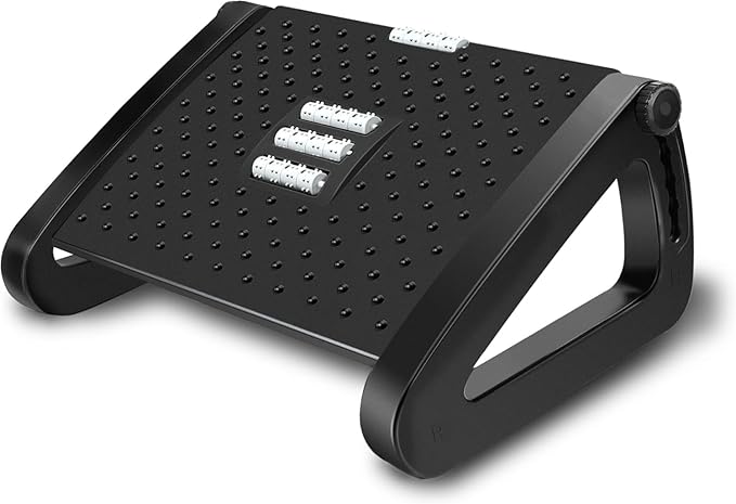 Office Foot Rest Under Desk, Adjustable Height/Angle Ergonomic Foot Stool with Large Roller Massager Function, for Improved Posture/Pressure Relief/Straightening The Hunchback, Home, Office-B