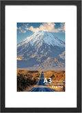 A3 Picture Frame,A3(29.7x42cm) Wooden Frames,Wall-Mounted Poster Frame, Photo Frame with Acrylic Glass (Not Glass), Landscape or Portrait,A3 Black Frames with A4 Mount,1 Pack