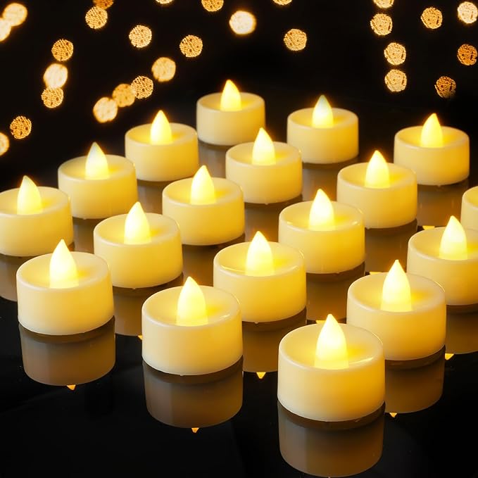 AMAGIC 12 Pack LED Flameless Tea Lights, Electric, Battery Operated Last 100 Hours+,for Home Decoration, Vovite, Table Centrepiece, Holiday, Birty Day, Valentine's Day[Energy Class A]