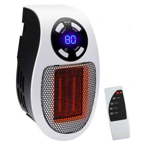 500W Mini Plug-in Wall Heater With Digital Timer