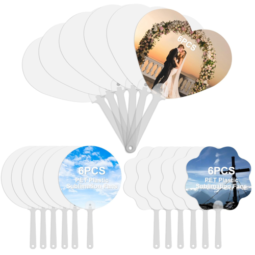 18 PCS Sublimation Fans Blank, PET Plastic Sublimation Hand Fans