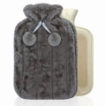 Large 2L Natural Rubber Hot Water Bottle With Warm Faux Fur Fleece Knitted Cover