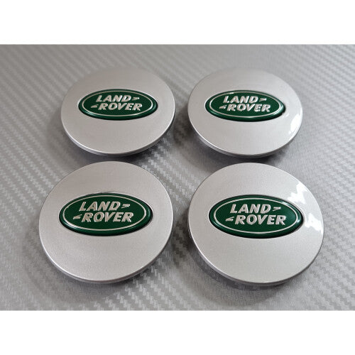 Land Rover Wheel Centre Caps - Silver/Green