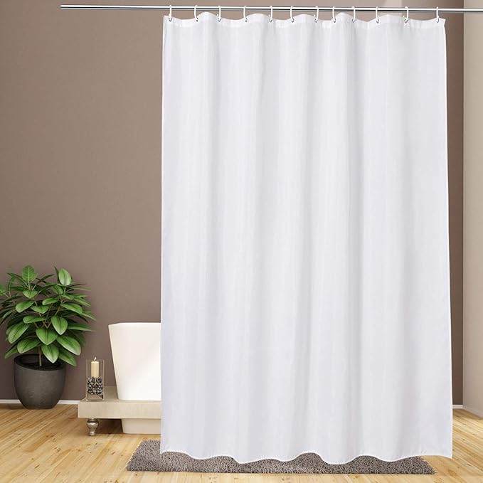 EurCross White Shower Curtain,Mould Proof and Mildew Resistant Extra Long Shower Curtain Liner 180 x 200cm Drop,100% Polyester Machine Washable Waterproof Fabric Bathroom Shower Curtain