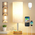 Aooshine Bedside Lamps, Table Lamp for Living Room Bedroom, Touch Lamps Bedside with USB A+C Charging Ports, Dimmable Small Lamp with Fabric Shade for Kids Room, Study, Dorm, Office(Bulb Included)[Energy Class F]
