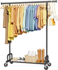 Clothes Rail – Heavy Duty Clothes Rack with Wide Fixed Rod, Built-In Mesh Shelf, Space-Saving Clothing Rail for Bedroom, Laundry Room, Entryway, 116 x 43 x 150 cm, Black