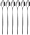 Latte Spoons Long Handle Coffee Spoons Teaspoons Set of 6 Stainless Steel 7.8Inches Tea Spoon Mixing Stirring Spoon for Latte Coffee Espresso Iced Tea Milk Shake Ice Cream Sundeas Cool Drinking