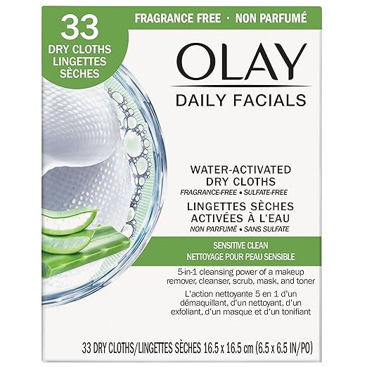 Olay 4-in-1 Sensitive Daily Facial Cloths, 33 ct