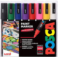 Posca Pens PC-5M Medium Acrylic Felt Tip Coloured Permanent Paint Markers for Adults and Kids. Perfect for Colouring, Fabric, Graffiti, Watercolour, Outline Drawing, Window and Glass Art. 8 Pack