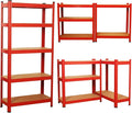 5 Tier Garage Shelves Metal Storage Shelving Heavy Duty Shed Storage Racking Unit Adjustable Boltless for Warehouse Workshop Office (Red, 90x40x180cm)