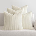 MIULEE Set of 4 CorduroyCushion Covers Soft Decorative Square Throw Pillow Covers for Spring Cushion Soft Pillowcase Striped Cushion Covers Pack of four for Home decor Sofa 18x18inch Cream