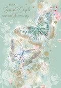 Cherry Orchard Special Couple on your Anniversary Luxury Card with Pretty Butterfly Design and Gold Foil Detailing and Gold Envelope from