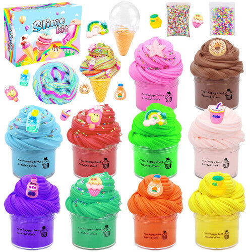 (50ml 10 Pack Slime) 50ml Butter Slime Kit Fake Candy Scented Slime Fluffy Party Antistress Toys For Kids Boys Girls Birthday Gift