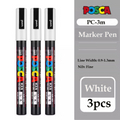 (3pcs 3M) POSCA White Marker Pen,PC-1M 3M 5M 8K 17K Acrylic