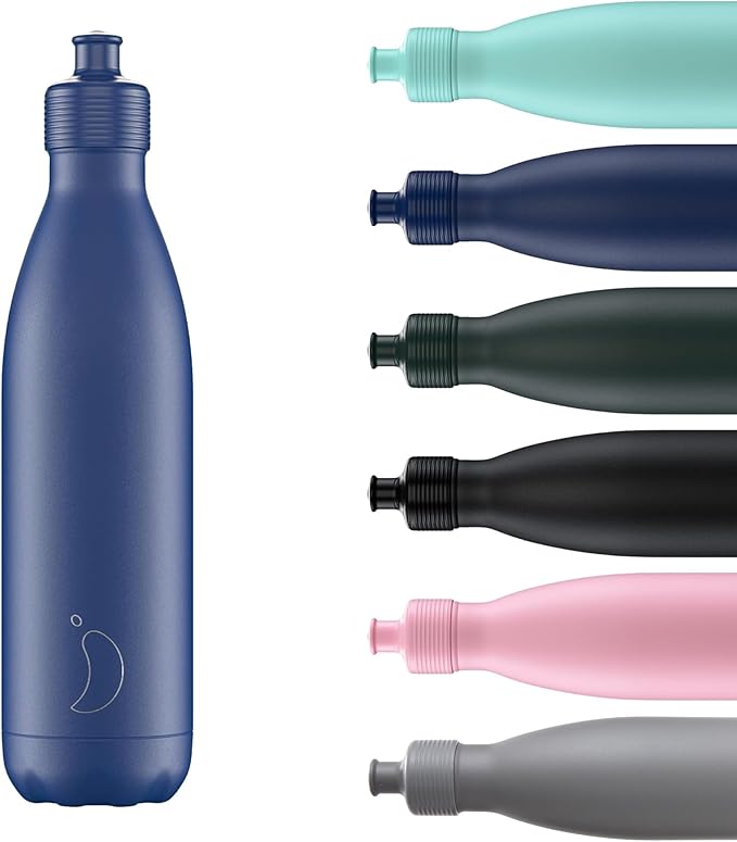 Chilly's Original Sports Bottles - BPA-Free Stainless Steel Reusable Water Bottle - Keeps Cold, Double Walled, Vacuum Insulated - Dishwasher Safe Lid - 500ml - Matte Blue