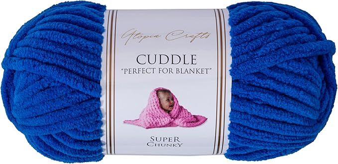 Utopia Crafts Cuddle Super Chunky Chenille Yarn Azure, 100g 60m Ball, Fluffy, Soft & Easy to Use, Perfect Chunky Yarn for Crochet & Knitting, Machine Washable, Beginner-Friendly Wool Alternative