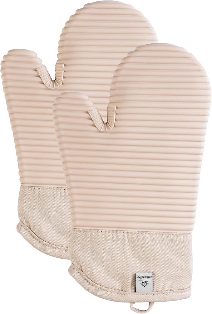 Milkshake Oven Mitts - Pair Of Silicone Oven Gloves UK - Heat Resistant Oven Mitts Kitchen Accessory.