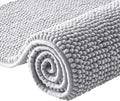 Moonlight Bedding Bath Mat Non Slip Anti Mould - Chenille Shower Mat Grey 40 x 60 cm Super Absorbent Bathroom Mat Machine Washable Extra Soft Fluffy Bathmat
