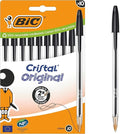 BIC Cristal Original Ballpoint Pens Medium Tip (1 mm) – Black, Box of 10