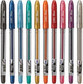 Linc 10 x Shine Sparkled GLITTER Gel Pens 0.7 mm FINE Tip 10 colours