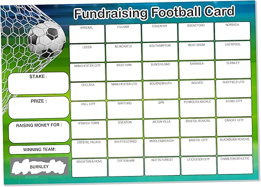 10 x A5 Name The Football Team Fundraising Scratch Cards - 40 Squares - Thick 330gsm Card - UK Made