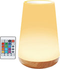 LED Night Light Touch Lamp Bedside Table Lamp for Kids Bedroom Rechargeable Dimmable with Remote Control and Timing Function Warm White Light + RGB Color Changing[Energy Class A+]