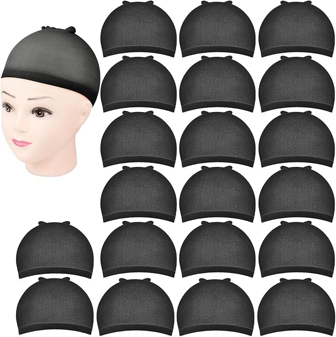 Wig Cap, MORGLES 20pcs Black Wig Caps with Elastics Bands for Women Men