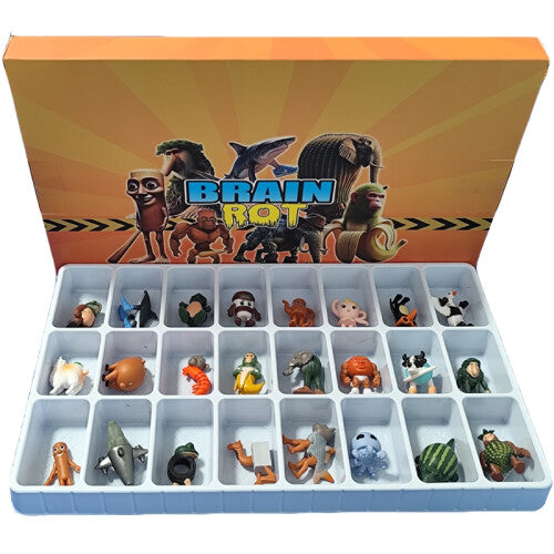 (Box packed) 24Pcs Italian Brainrot Tung Tung Sahur Figures Doll Tralalero Tralala Bombardino Crocodilo Shimpanzini Bananini Model Toy Gift