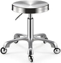 Stainless Steel Rolling Stool Solid Wheel Heavy Duty Drafting Swivel Stool Lift Chair For Bar Lab Office Barber Kitchen And Shop (Silver)