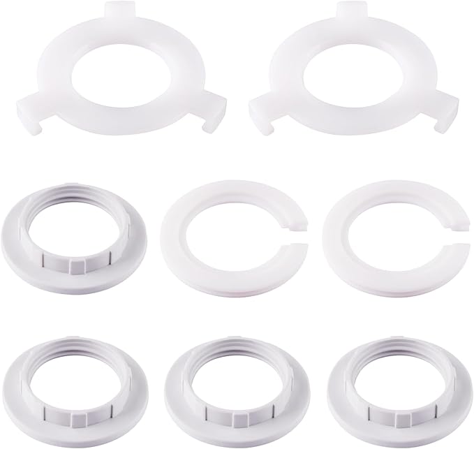 8 Pack Plastic Lamp Shade Reducer Ring, E27 to E14 Lampshade Ring, E14 Lamp Shade Converter, Socket Replacement Fitting Washer Adaptor, White