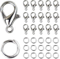 170PCS Lobster Clasp with Open Jump Ring Set, Jewelry Bracelet Connectors Necklace Clasp Bracelet Clasp Jump Rings for Jewelry Making (Silver)