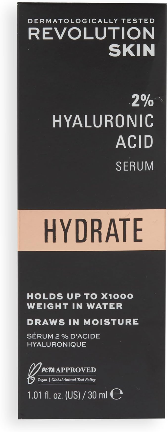 Revolution Beauty London Skincare Hyaluronic Acid Serum, Plumps, Softens and Hydrates Skin, 2% Solution, Lightweight Face Fragrance Free, 30 ml