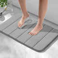 HITSLAM Memory Foam Bath Mat Non Slip, 40 x 60cm Absorbent Bathroom Mat, Machine Washable Bath Rug for Bathroom, Soft on Feet,Quick Dry, Light Grey