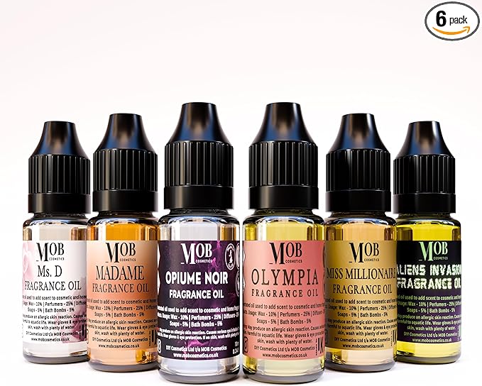 6 x 10mL Luxury and Designer Fragrance Oil Sets - Highly Concentrated Suitable for Soaps, Bath Bombs, Candles, diffusers, Wax Melts and Sprays (Women's Designer)