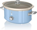 Swan SF17021BLN Retro Slow Cooker with 3 Temperature Settings, Keep Warm Function, Removable Pot, Up to 4 Portions, 3.5L, 200W, Retro Blue
